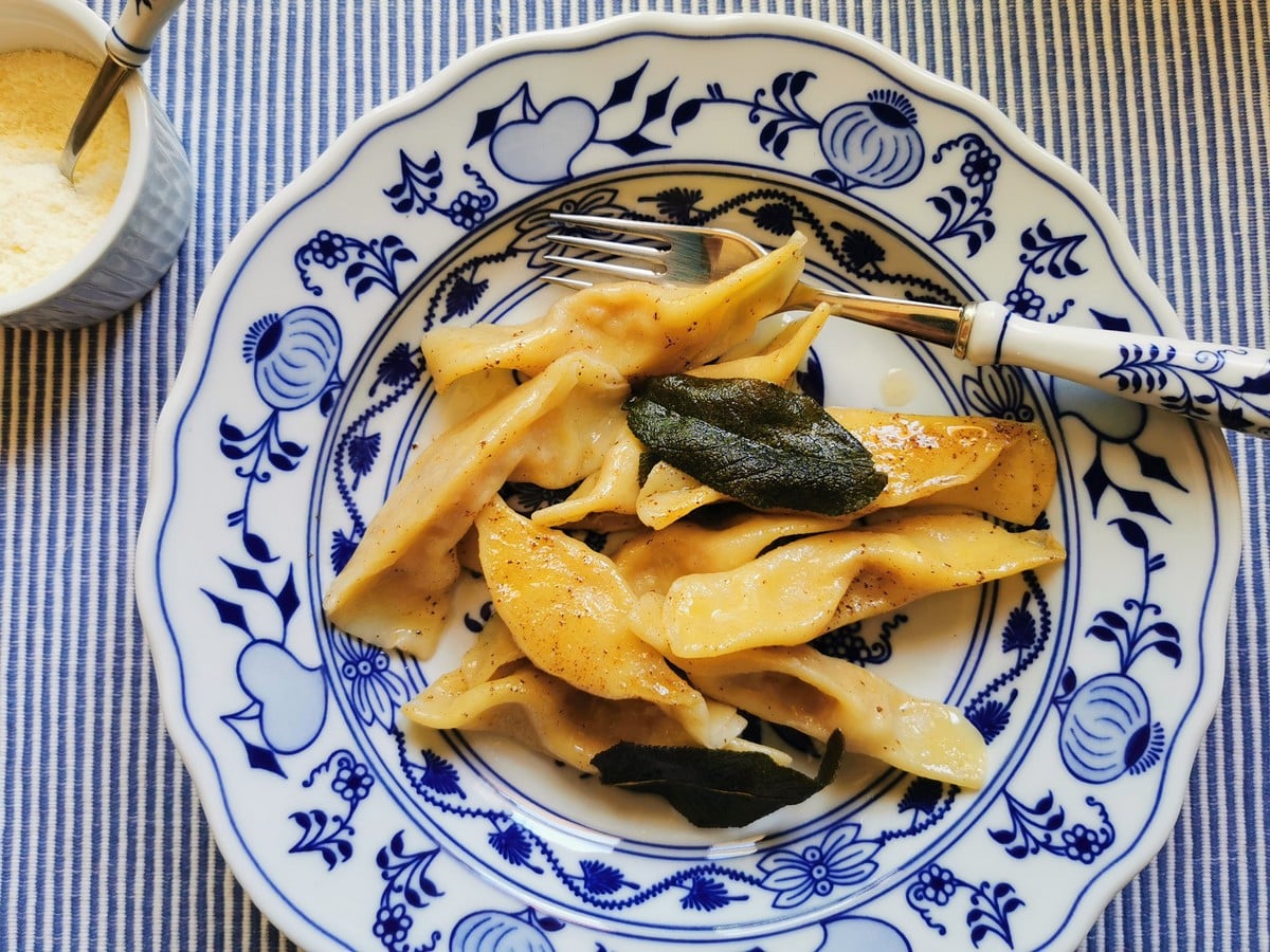 Scarpinocc di Parre with browned butter and sage.